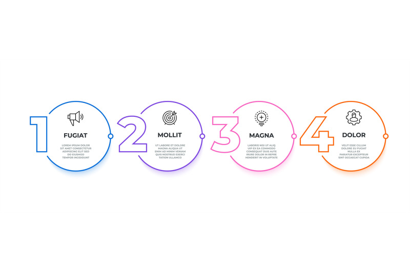 line-flow-infographic-4-steps-circle-workflow-diagram-business-prese