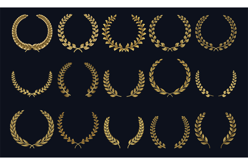 golden-laurel-wreath-realistic-crown-leaf-shapes-winner-prize-folia