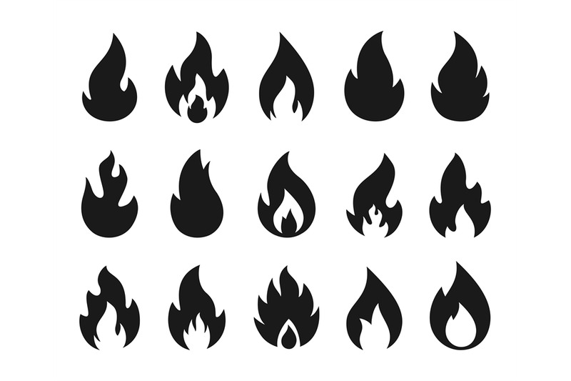 fire-icons-burning-flame-silhouette-logos-simple-fire-symbols-for-ho