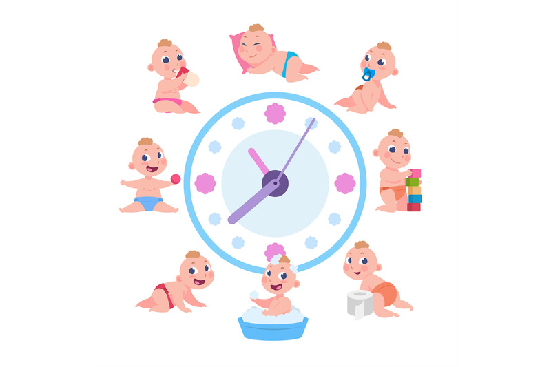 cartoon-baby-routine-kid-daily-cycle-child-playing-sleeping-eating-s