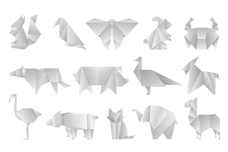 white-origami-animals-geometric-folded-paper-shapes-abstract-bird-dr