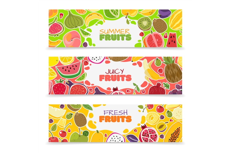 fruits-banners-colorful-fruit-design-summer-healthy-fresh-organic-veg