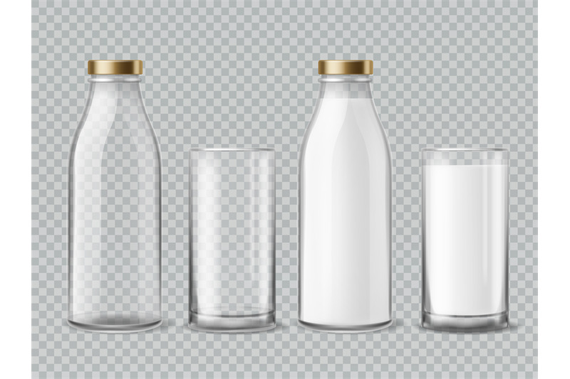 milk-bottle-and-glass-empty-and-full-milk-realistic-bottles-glasses-d