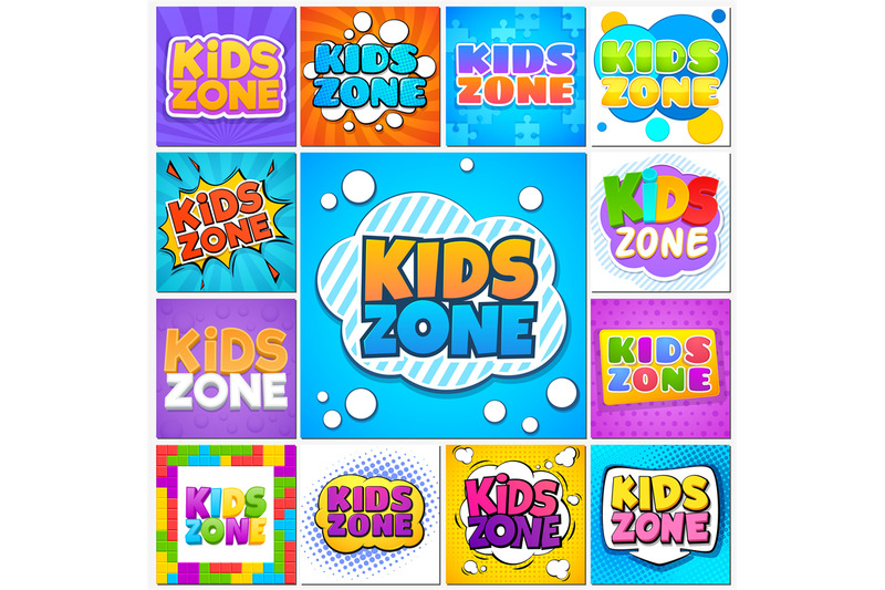 kids-zone-children-game-playground-banners-and-labels-with-cartoon-le