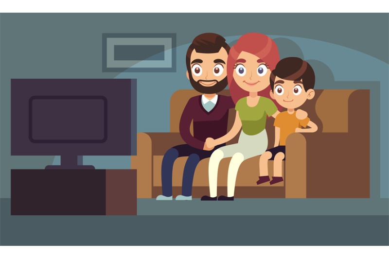 family-watching-tv-happy-family-watch-tv-home-room-sitting-couch-woma