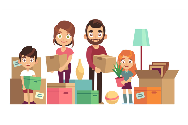 family-moving-new-home-happy-people-packing-unpacking-boxes-cardboard