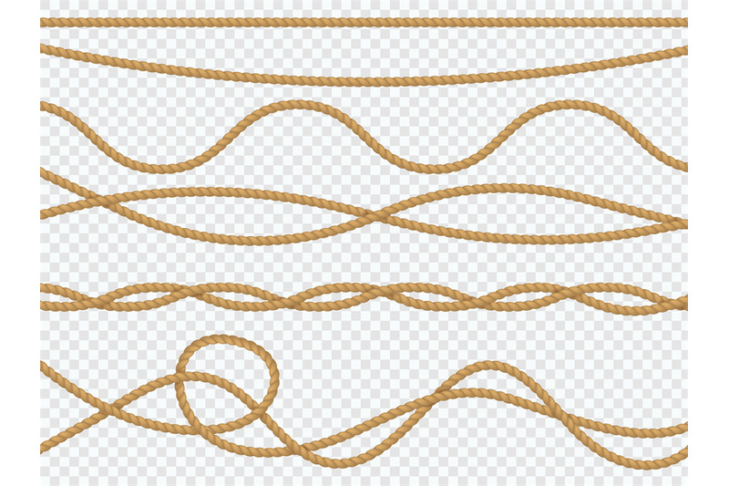 realistic-fiber-ropes-curve-rope-nautical-cord-straight-lasso-marine