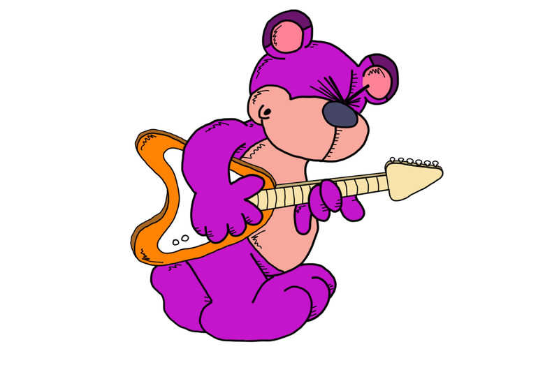 cartoon-rock-and-roll-teddy-bear-digital-clip-art