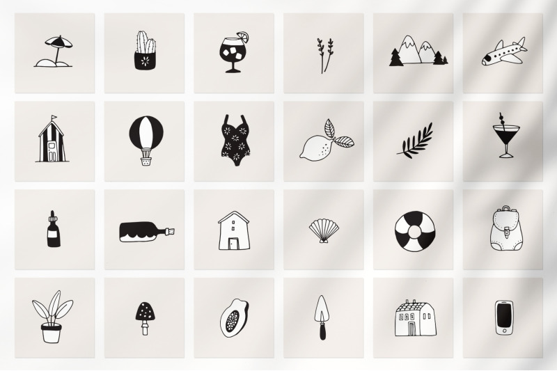 100 Summer Hand Drawn Icons Logos By Tabita S Shop Thehungryjpeg Com