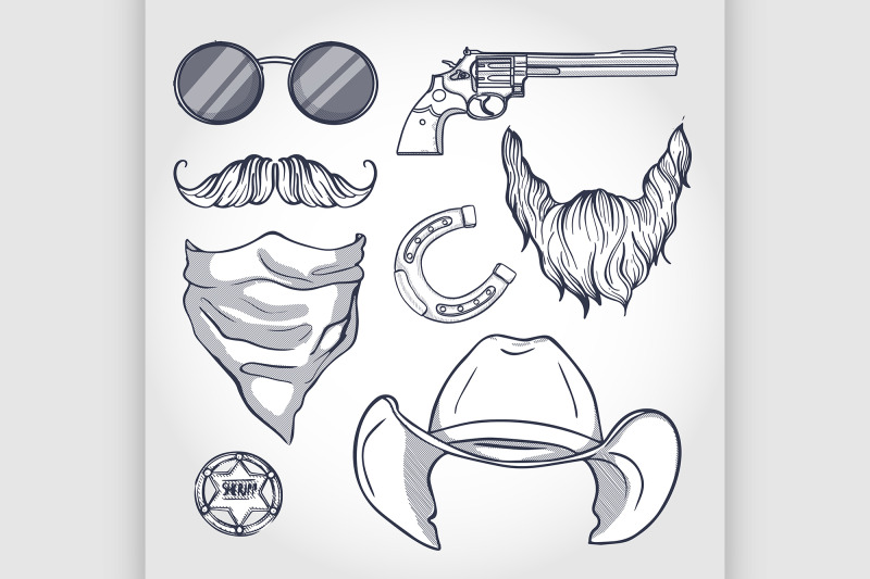 hand-drawn-sketch-attributes-of-sheriff