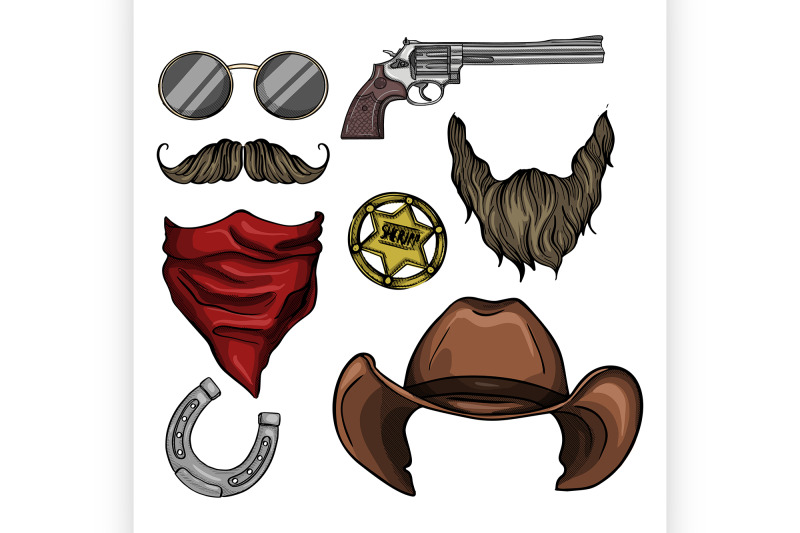 hand-drawn-sketch-attributes-of-sheriff