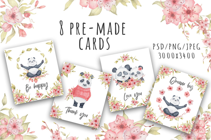 lovely-pandas-and-sakura-flowers-watercolor-set