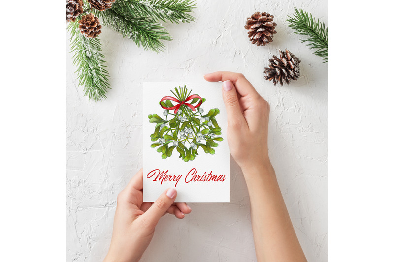 mistletoe-watercolor-christmas-clipart