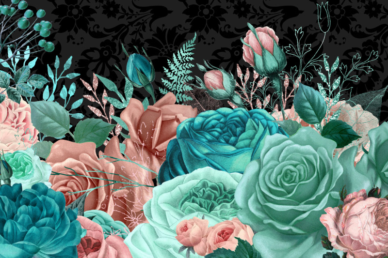 flush-and-aqua-floral-clipart