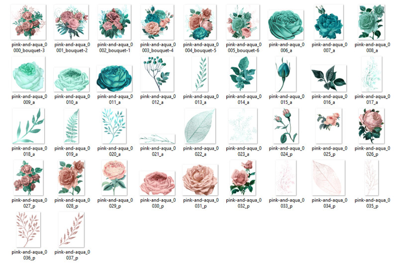 flush-and-aqua-floral-clipart