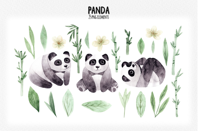 watercolor-panda-patterns-and-cliparts