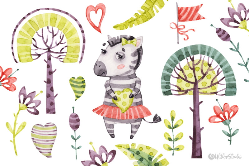cute-zebra-friends-kids-naive-horse-watercolor-baby-animals-clipart