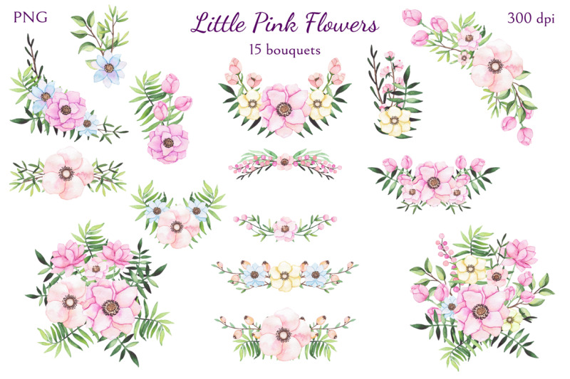 Little Pink Flowers By Salted Galaxy | TheHungryJPEG