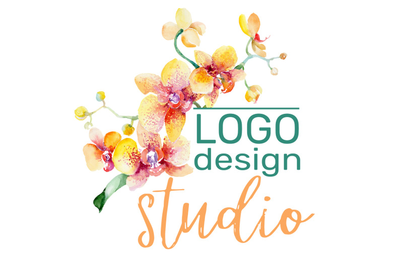 logo-with-beautiful-orchids-watercolor-png