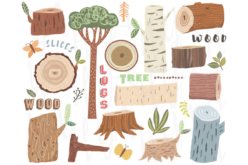 nature-wooden-elements-collection-set