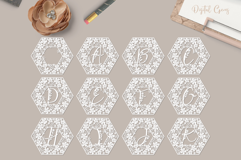 alphabet-hexagon-flower-paper-cut-designs