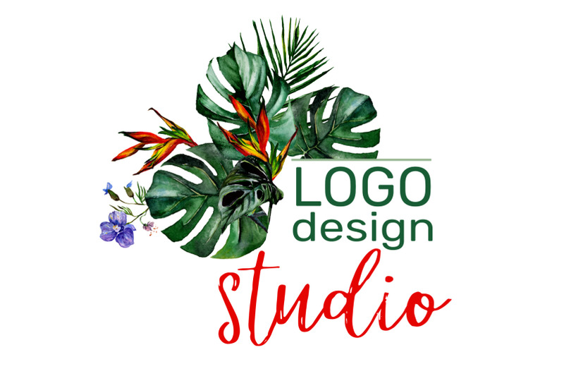 LOGO in tropical style Watercolor png By MyStocks | TheHungryJPEG