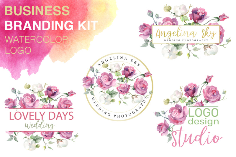 logo-with-pink-roses-and-cotton-watercolor-png