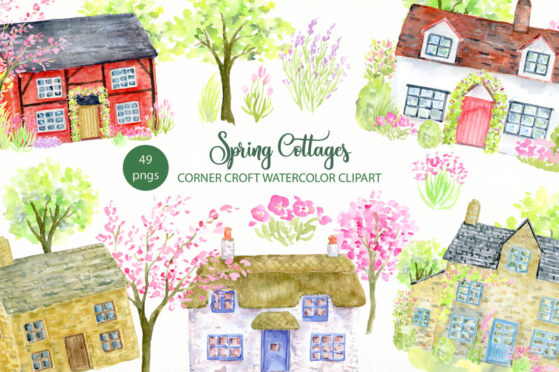 spring-cottages-clipart