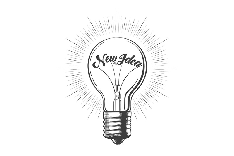 light-bulb-with-wording-new-idea-in-engraving-style