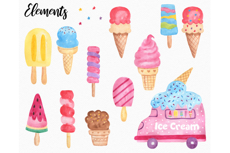 watercolor-ice-cream-clipart-set