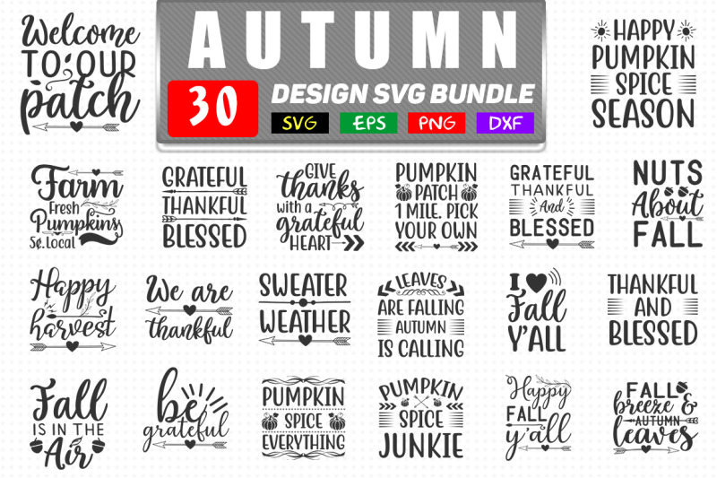 30 Autumn Quotes SVG Bundle, Autumn T shirt Design Cricut Explore