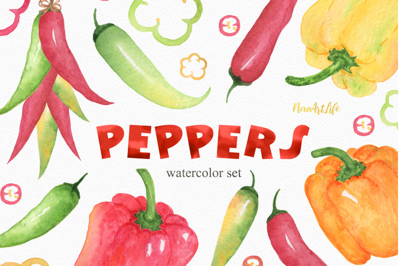 watercolor-peppers-set