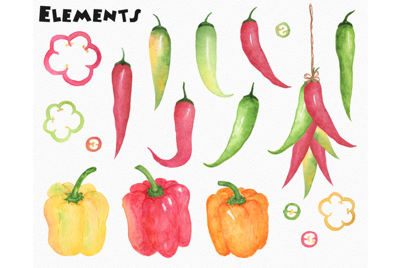watercolor-peppers-set