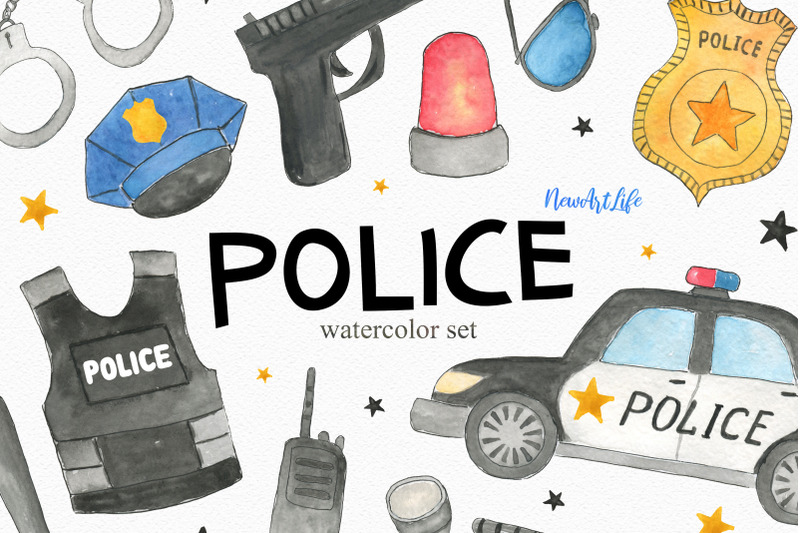 watercolor-police-set