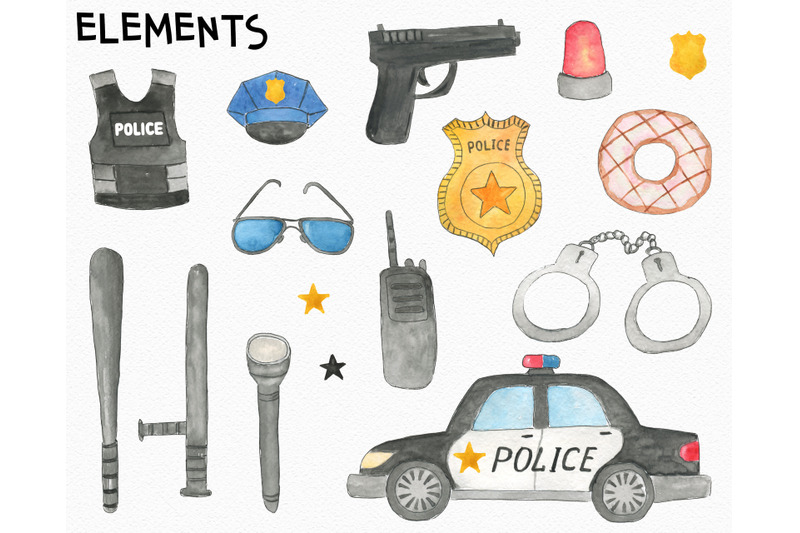 watercolor-police-set