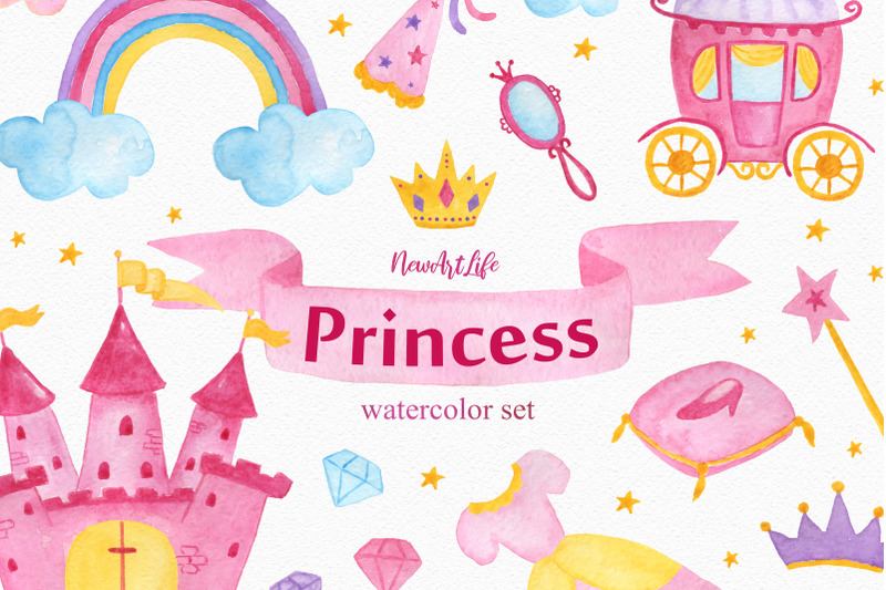 princess-watercolor-clipart-set