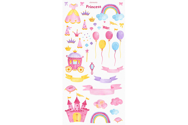 princess-watercolor-clipart-set