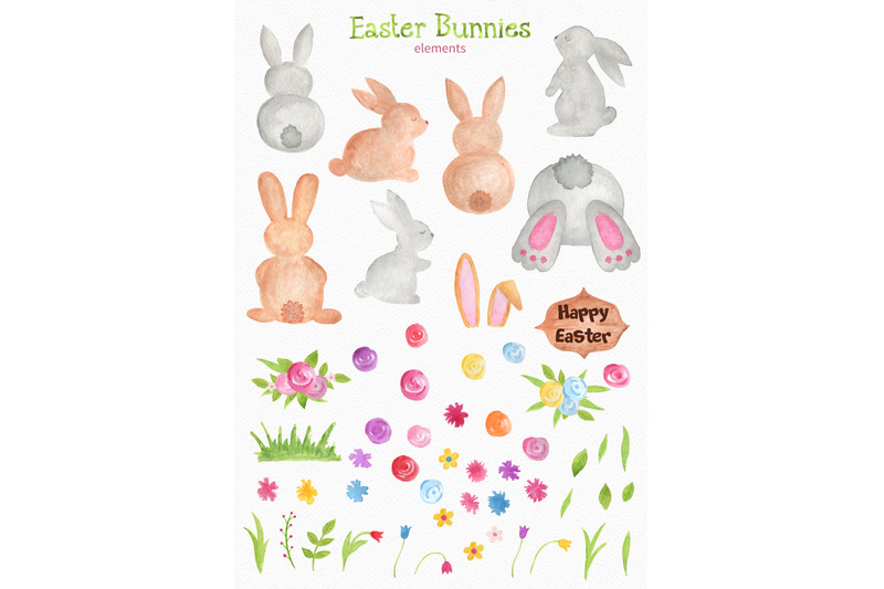 watercolor-easter-rabbit-bunny-clipart-set