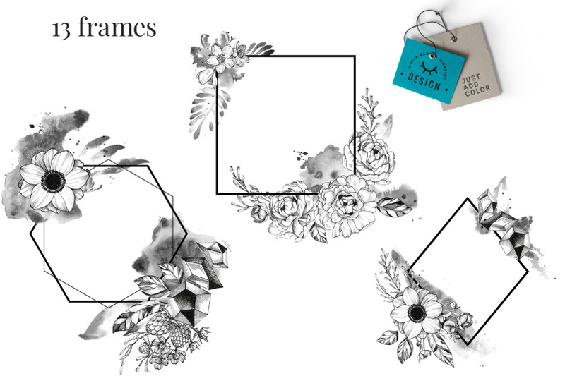 black-ink-floral-frames