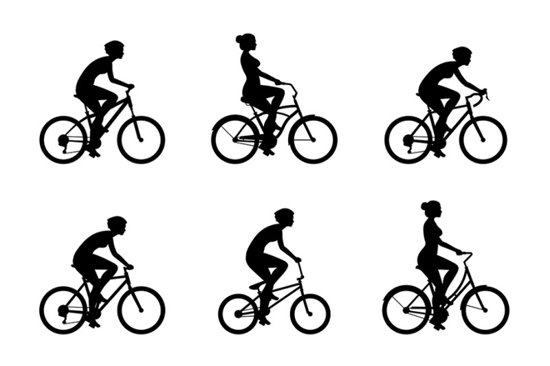 set-of-womans-riding-bicycles