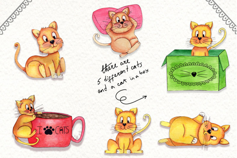 lazy-cats-wattercolor-illustrations