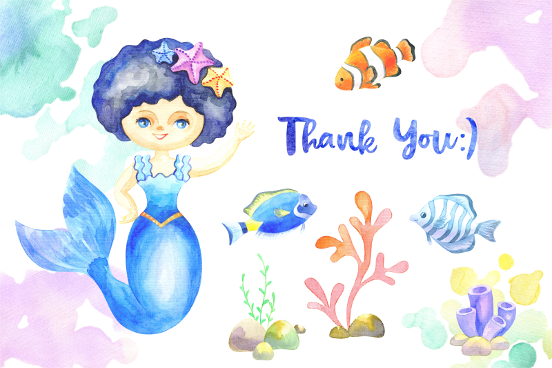 mermaids-watercolor-cliparts-set