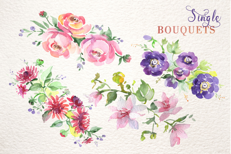 bouquet-with-wildflowers-set-watercolor-png