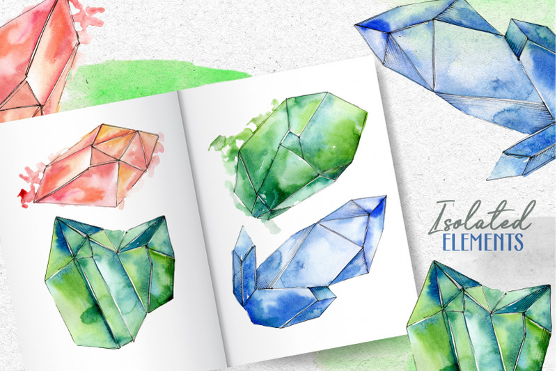 crystals-corundum-red-blue-and-green-watercolor-png