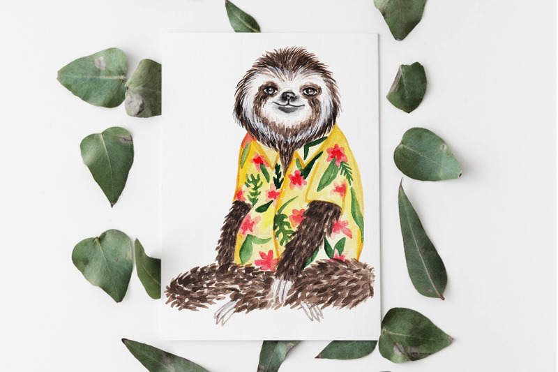 watercolor-sloths