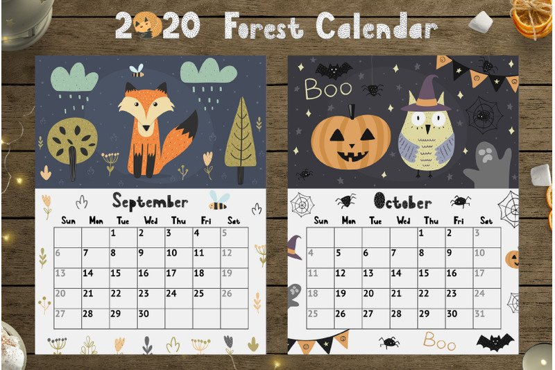 2020-forest-calendar-template