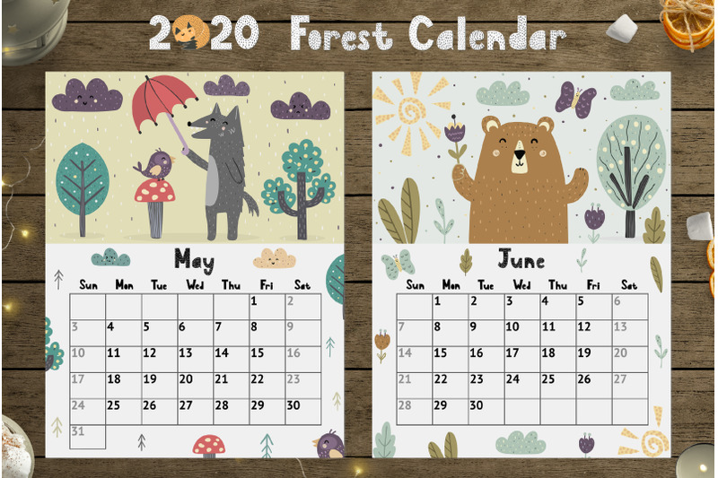 2020-forest-calendar-template