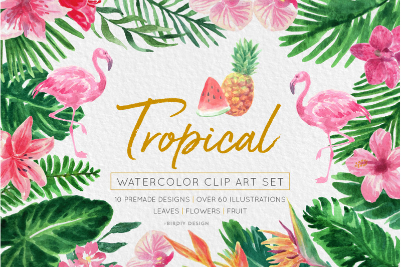 tropical-watercolor-florals-set