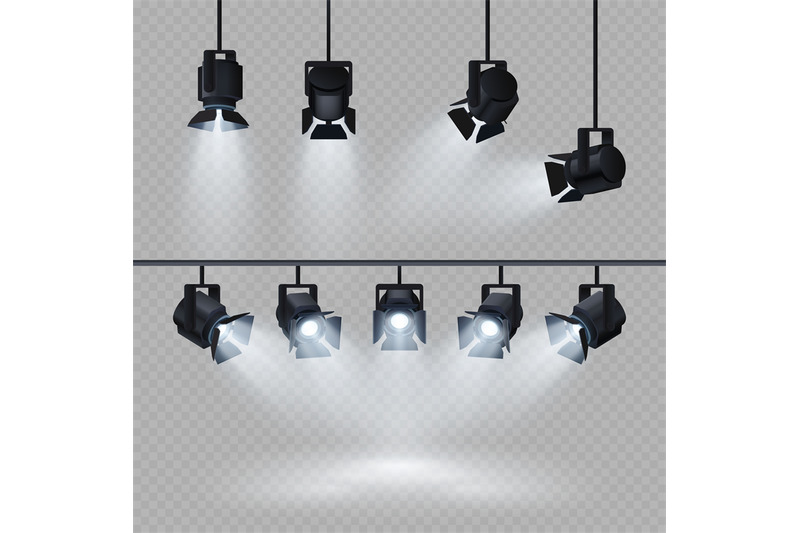 spotlights-with-white-light-collection-isolated-on-transparent-backgro