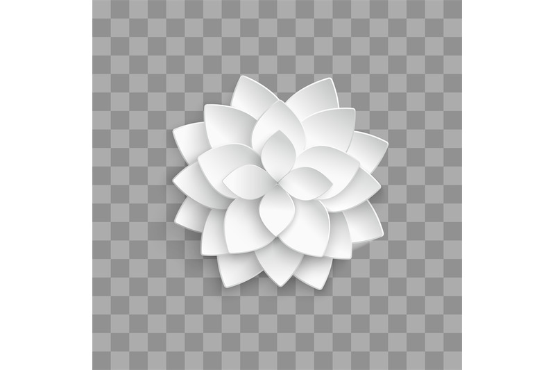 white-paper-3d-lotus-isolated-on-transparent-background